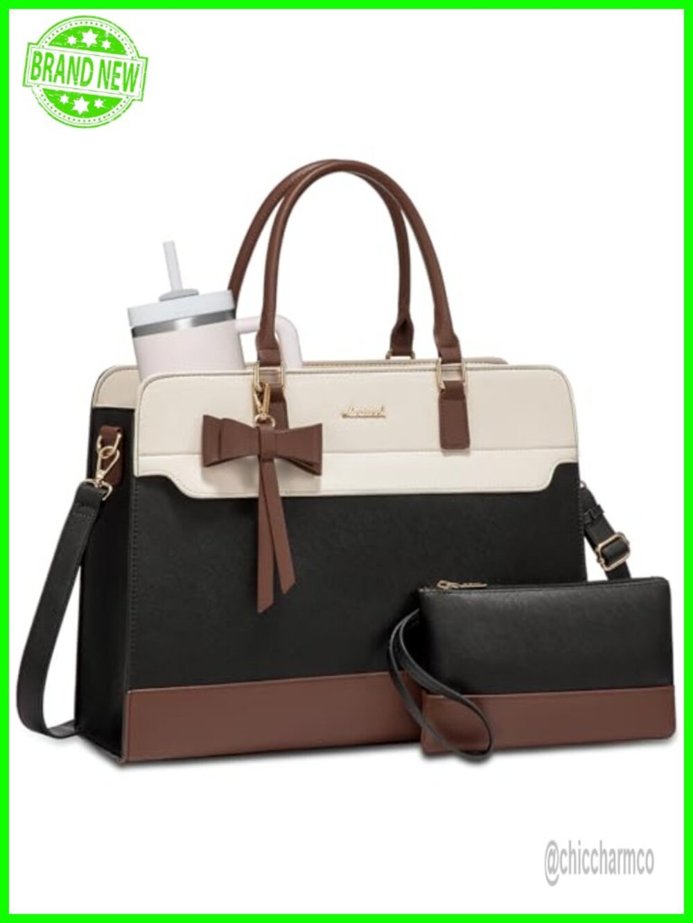 LOVEVOOK Laptop Tote Bag for Women PU Leather Waterproof Briefcase 17.3 Inch